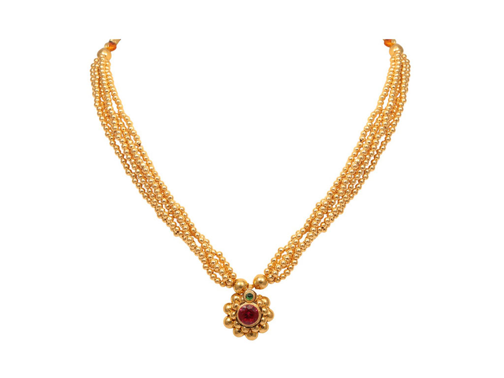 Gold Plated Traditional Maharashtrian Thushi Necklace Jewellery for Girls /  Women
