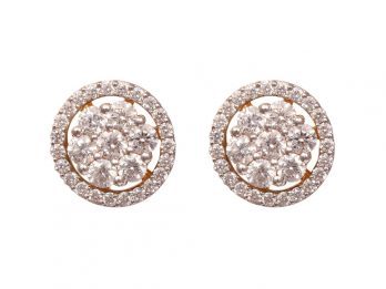 Round Design Prong Set Diamond Earrings