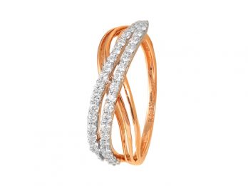 Double Line Crisscross Design Rose Gold Diamond Ring
