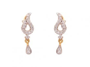 Pear Drop Design Gold CZ Earrings